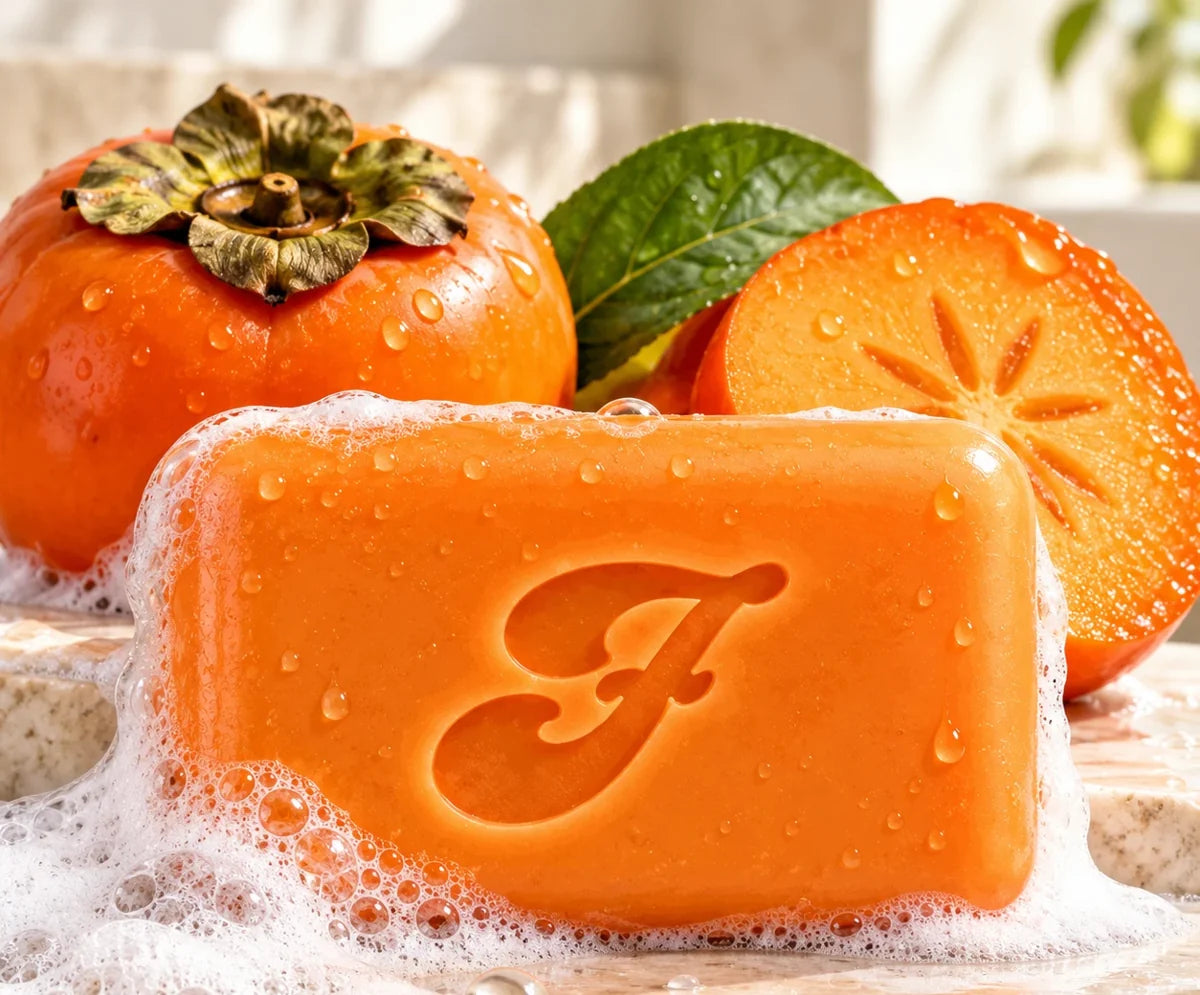 Freddie persimmon soap with fresh persimmons